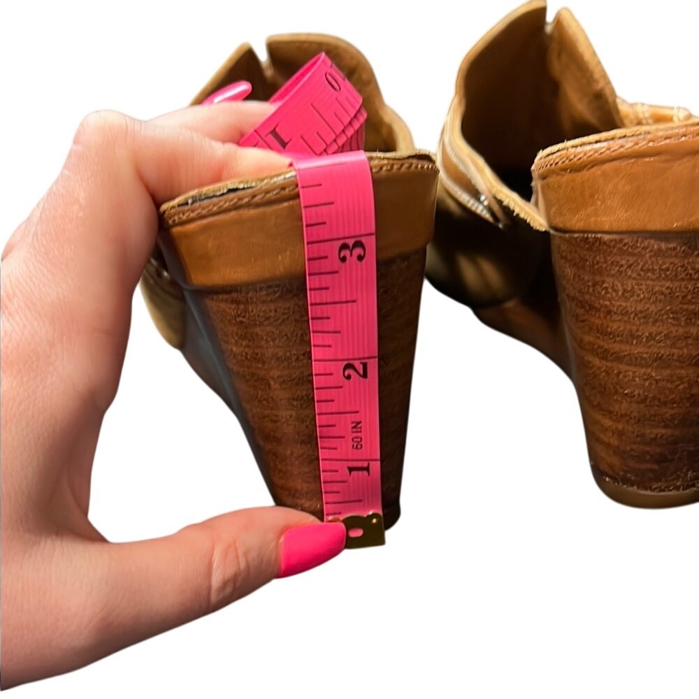 Cole Haan Suede Mules Wood Wedge 3.5" Heel Clogs Slip-Ons Tan Shoes Brazilian‎ - Picture 4 of 8